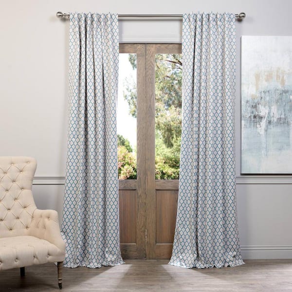 Exclusive Fabrics & Furnishings Semi-Opaque Casablanca Teal Blackout Curtain - 50 in. W x 96 in. L (Panel)