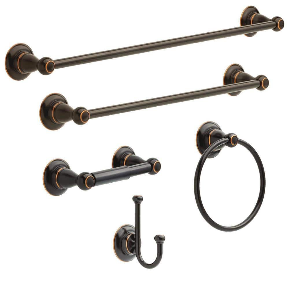 Delta Porter 5 Piece Bath Hardware Set 18 24 In Towel Bars Toilet   Oil Rubbed Bronze Delta Bathroom Hardware Sets Por63 Ob K5 64 1000 