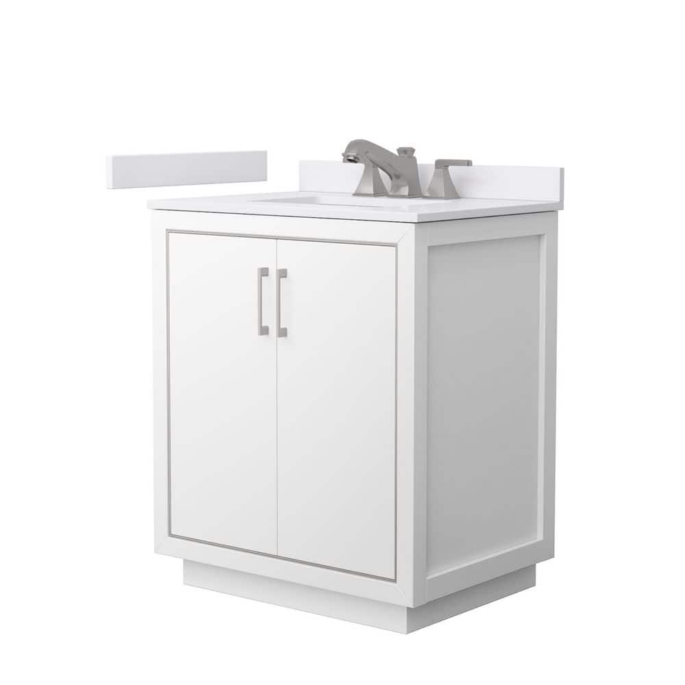Icon 30 in. Single Freestanding White Bath Vanity with White Cultured Marble Top Assembled price history on PriceWatchPro