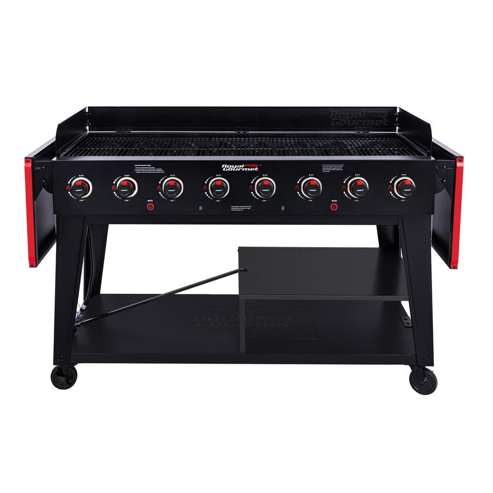 meten Stratford on Avon Groenten Royal Gourmet 8-Burner Event Propane Gas Grill with 2 Folding Side Tables  in Black GB8003 - The Home Depot