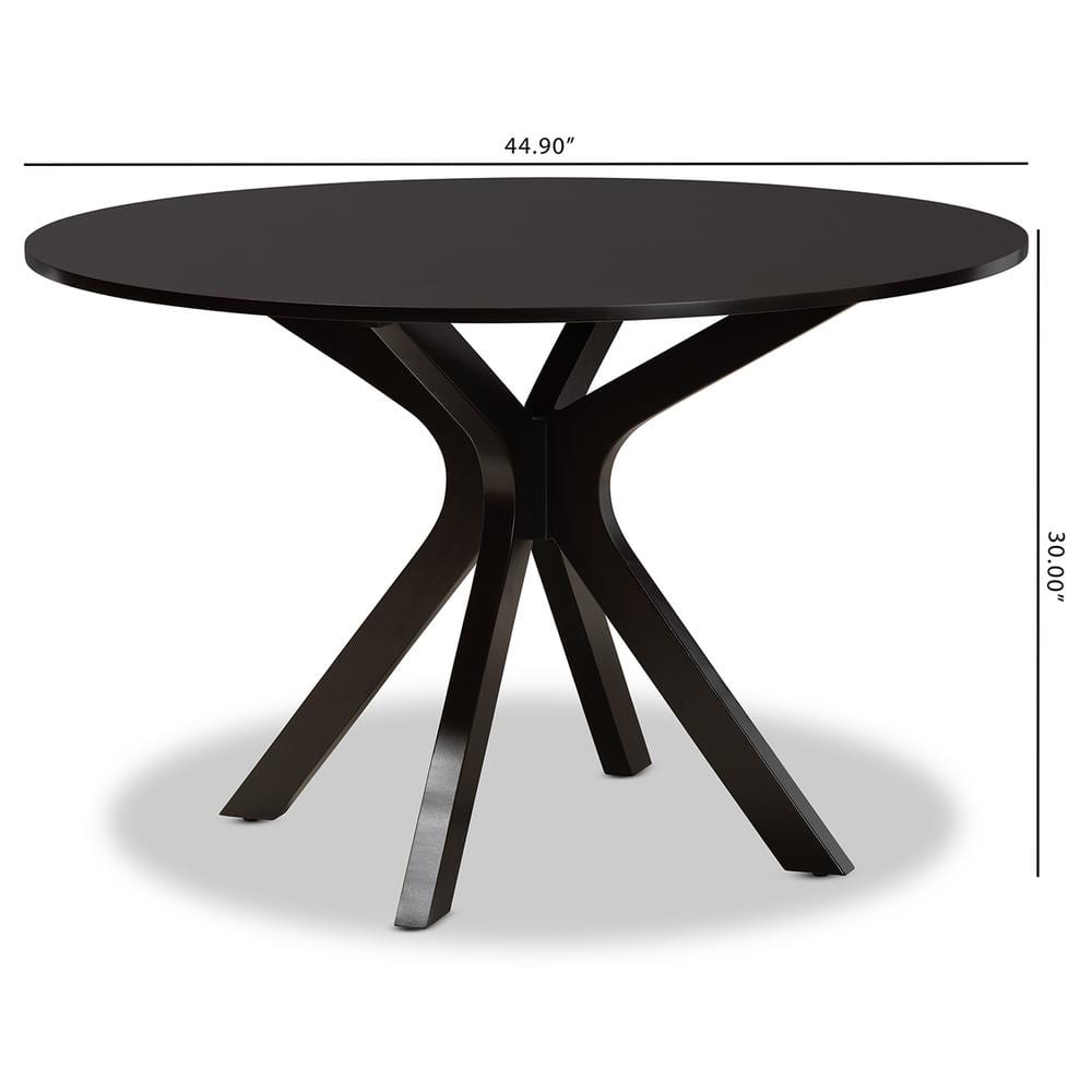 Kenji Espresso Brown Round Wood Dining Table for Six