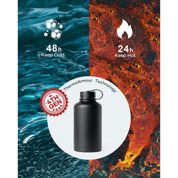 Anqtovp Vacuum Insulated Stainless Steel Water Bottle 64 oz. Cold 48hrs Hot 24hrs Triple Wall Leak Proof BPA Free