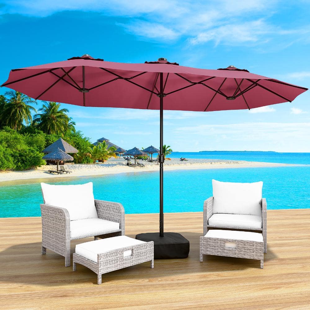 black patio umbrella rectangle JEAREY 6.5x10 ft Rectangular LED Lighted Umbrellas Outdoor Solar Table Market w/Push Button Tilt/Crank, 6 Sturdy Ribs, UV Protection Waterproof Sunproof(Black) : Patio, Lawn & Garden Union Bindings Fabric:Auburn This LED umbrella is Conderyang 7ft Floating Umbrella