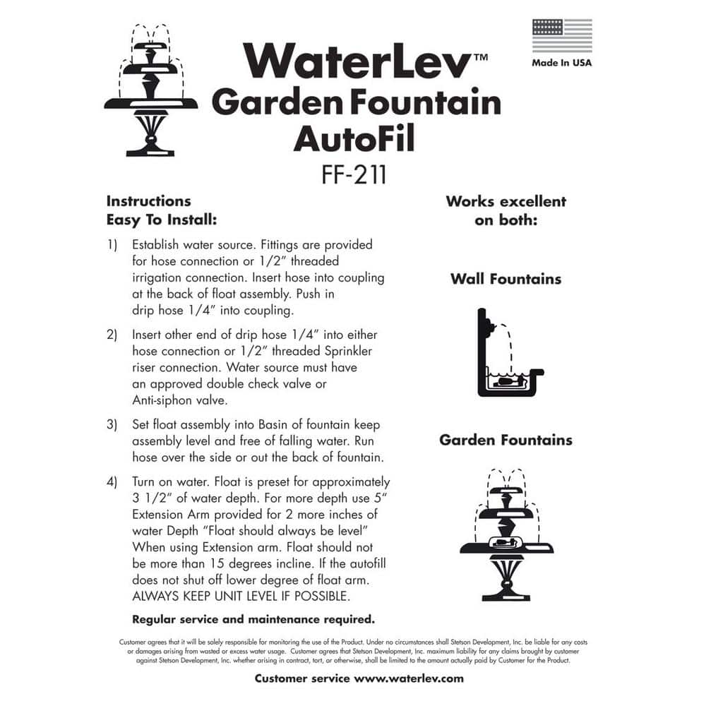 Black Stainless Steel Outdoor Fountain Auto Fill System