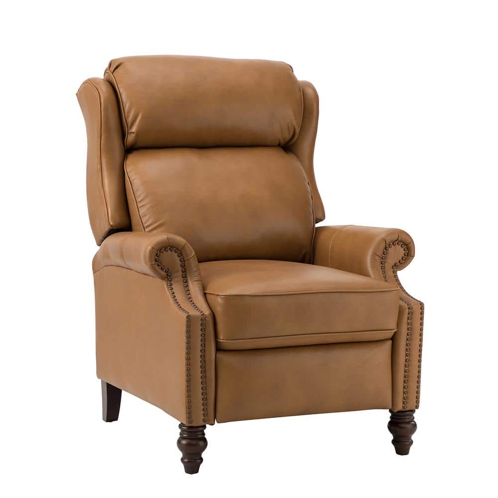 JAYDEN CREATION Medusaeus Camel Genuine Leather Manual Recliner with Solid  Wood Legs RCLB0501-CAMEL - The Home Depot