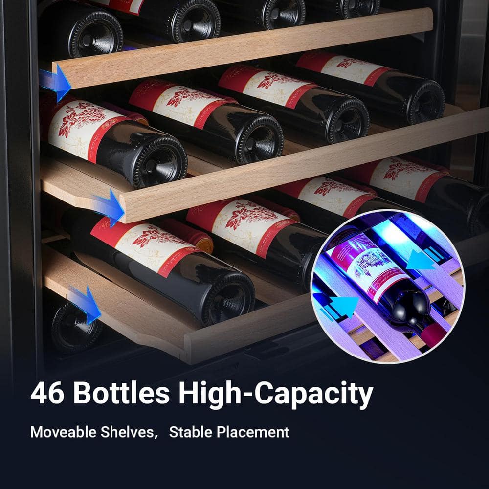 24-Inch Stainless Steel Dual Zone Wine Cooler with LED Lighting