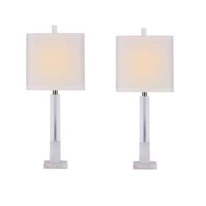 27 in. Architectural Crystal Column Indoor Table Lamp Set with Decorator Shade and (Set of 2)