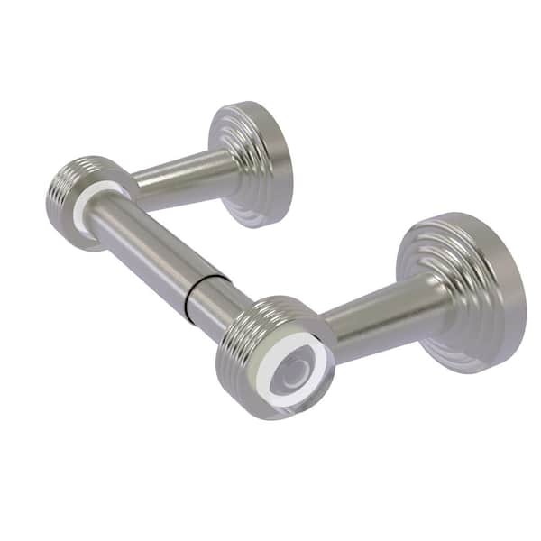 Allied Brass Pacific Beach Collection Wall Mounted Toilet Paper Holder in Satin Nickel with Groovy Accents