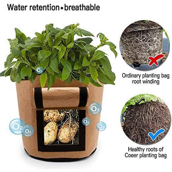 Plant Grow Bag Potato Grow Bags Planting Waterproof PE Gardening Vegetable Planter  Bag 1/3/5/7/10 Gallon Easy Drain Farm Home Garden Tool 