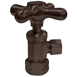 Cross Handle Angle Stop Shut Off Valve, 1/2 in. Copper Pipe Inlet with 3/8 in. Compression Outlet, Oil Rubbed Bronze