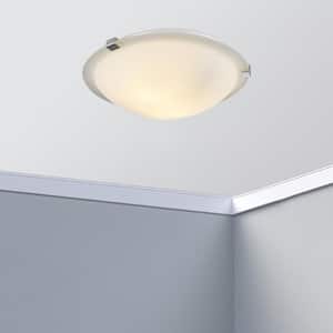 Neptune 20 in. 4-Light Brushed Nickel Flush Mount Ceiling Light Fixture with Frosted Glass Shade