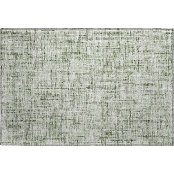 Mayfield Premium Machine Washable Abstract AMF2130 Green 2 ft. x 3 ft. Accent Rug
