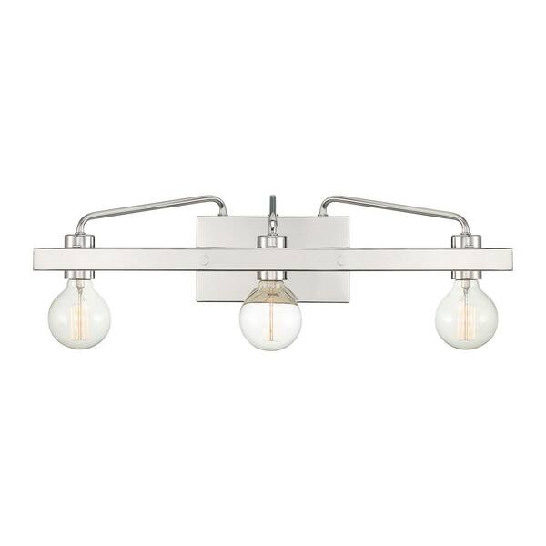 Ravella 24 in. 3-Light Polished Nickel Industrial Vanity Light