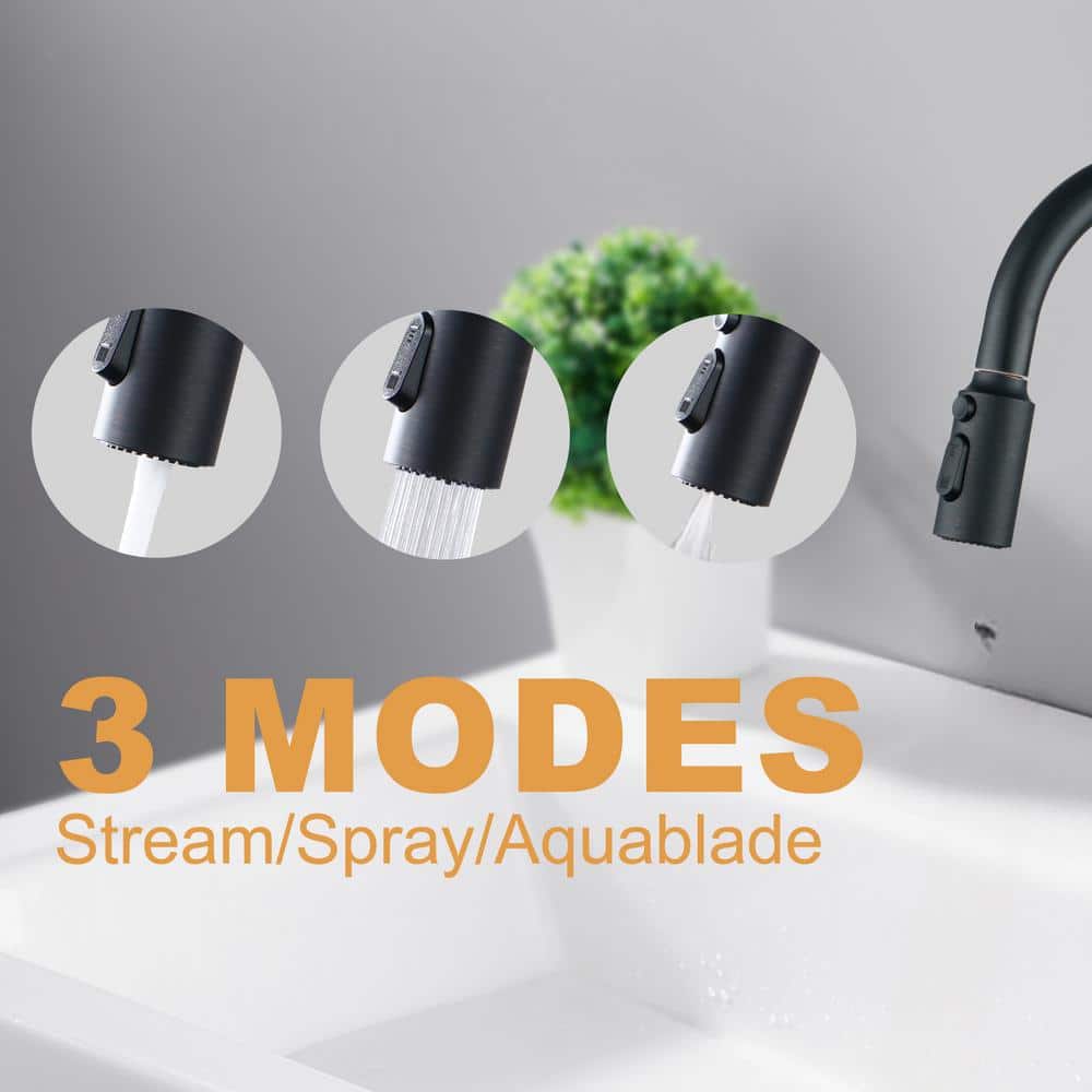 Oil Rubbed Bronze Pull Down Kitchen Faucet with Pull-out Spray