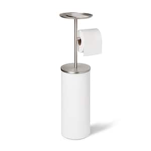 Portaloo 25 in. Toilet Paper Holder Stand in White-Nickel