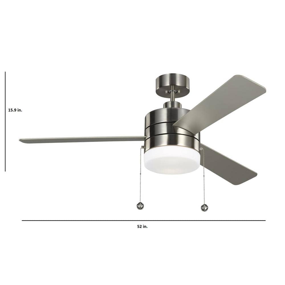 Brushed Steel 52'' Ceiling Fan with Solid Wood Blades and Light Kit