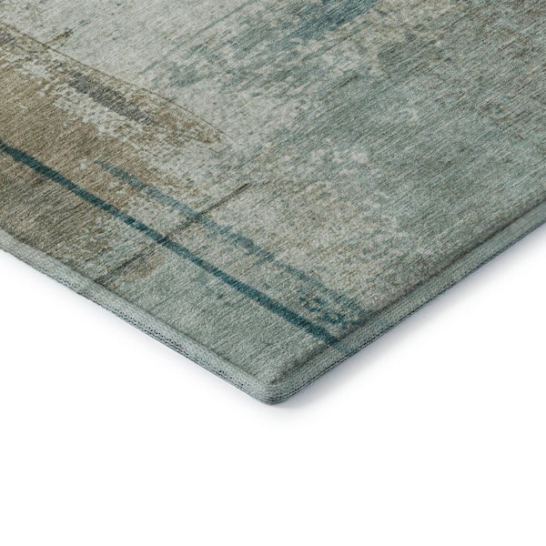Mayfield Premium Machine Washable Abstract AMF2002 Seafoam 8 ft. x 10 ft. Area Rug