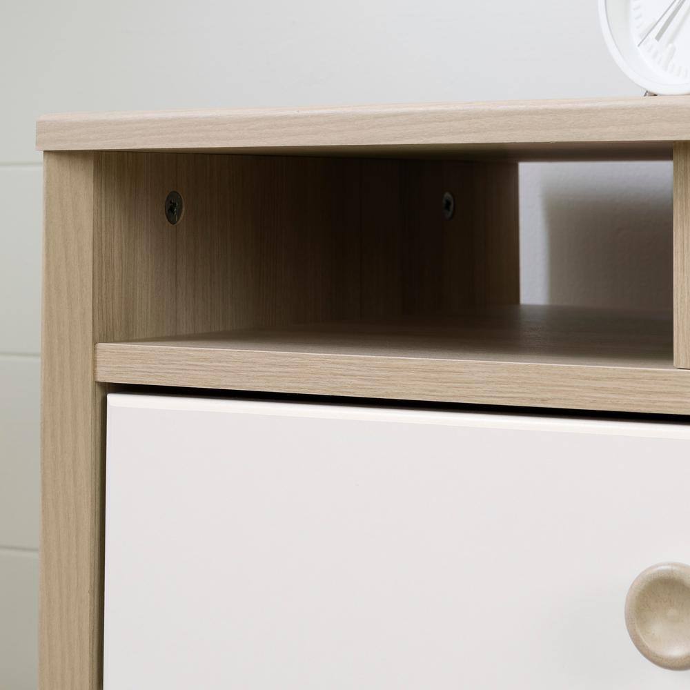 Soft Elm and Pure White 2-Drawer Scandinavian Nightstand
