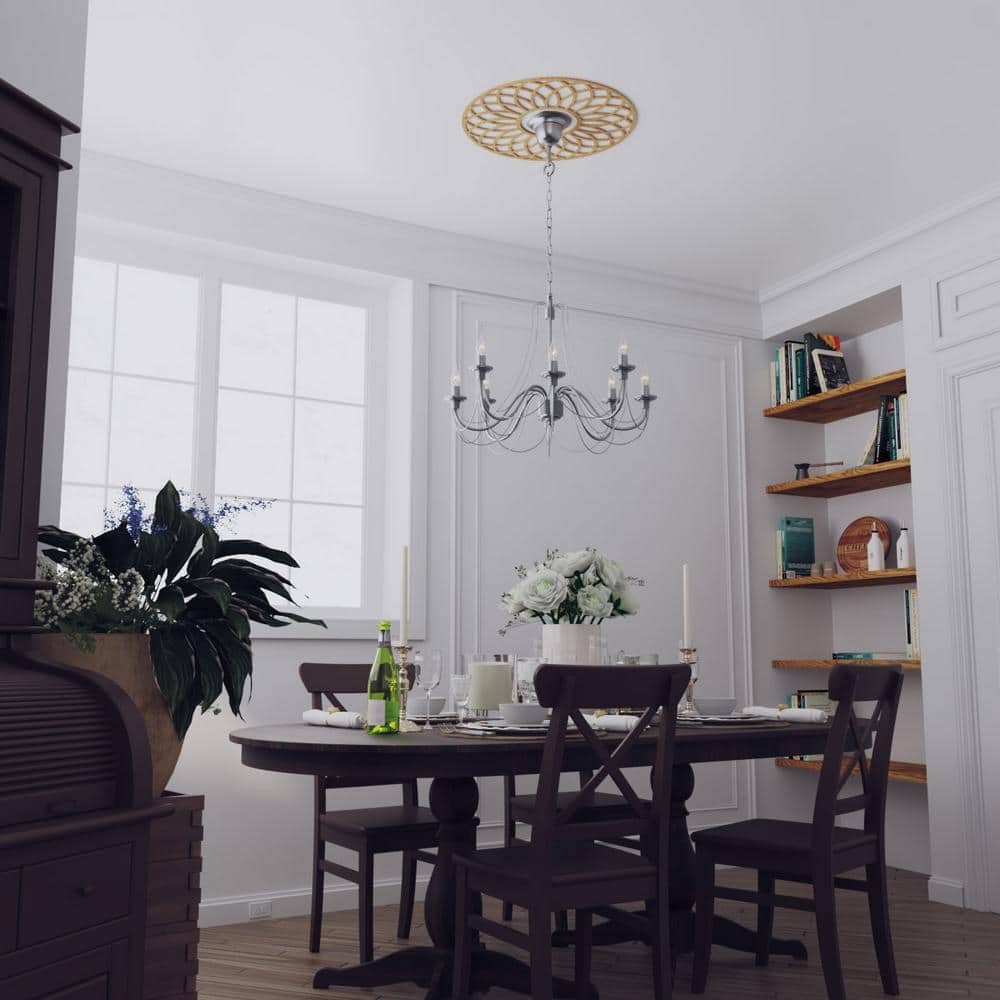 18" Round Unfinished Oak Ceiling Medallion with Pierced Design
