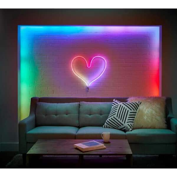 EcoSmart 6.5 ft. RGBWIC Dynamic Color Changing Dimmable Linkable Plug-In LED  Neon Flex Strip Light with Remote Control LR1321-RGBWIC-N - The Home Depot