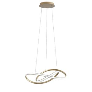 40-Watt Modern 1-Light Gold Geometric Integrated LED Chandelier with Irregular Ring