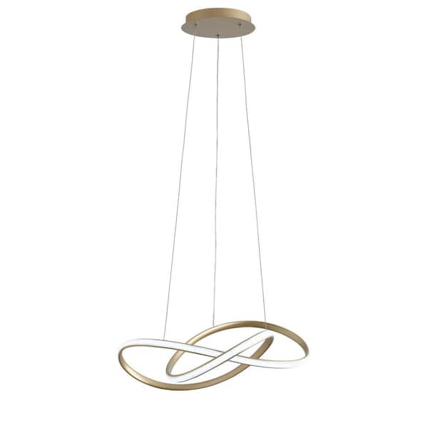 aiwen 40-Watt Modern 1-Light Gold Geometric Integrated LED Chandelier with Irregular Ring