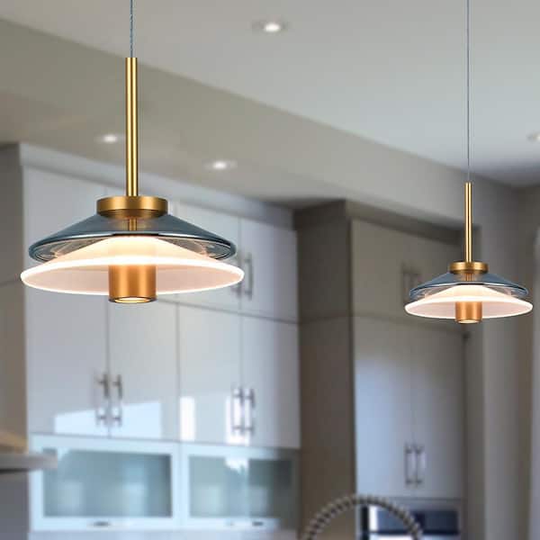 Verona 7 in. 1-Light ETL Certified Integrated LED Black Pendant Lighting Fixture with Glass Shade