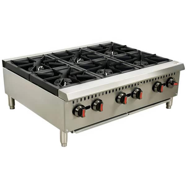 36 in. W Commercial NSF Six Burner Hotplate ECD36H in Stainless Steel