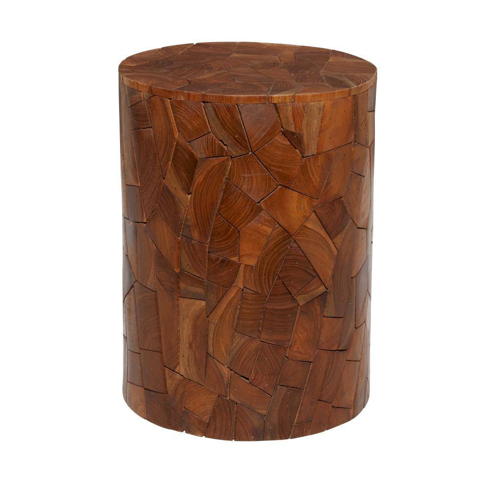 Eco Chic Teak Mosaic 12" Round Handcrafted Accent Table