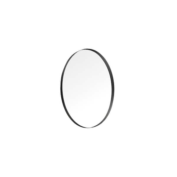 HOMLUX HOMLUX 26 in. W x 38 in. H Oval Framed Wall Bathroom Vanity Mirror in Black Decorative Modern Rust-Resistant Metal Frame