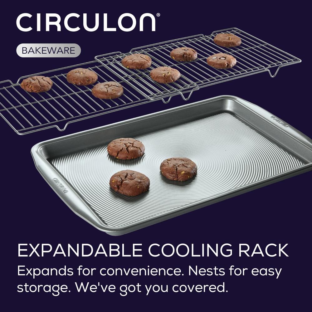 Silver Aluminum Non-Stick Baking Sheet Pan with Rack