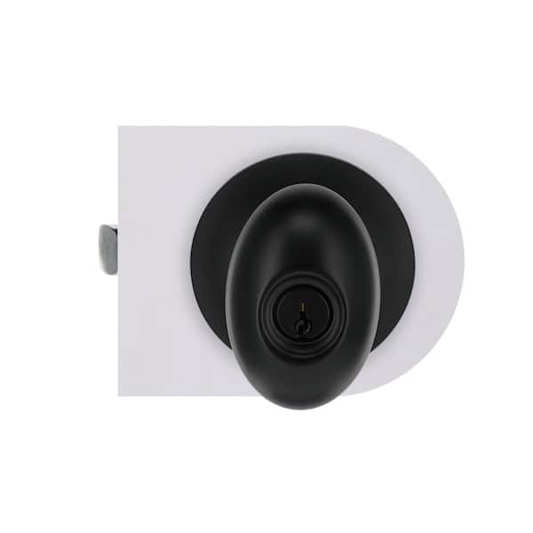 Defiant - Oval Matte Black Keyed Entry Door Knob