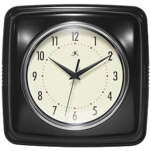 9.25 in. Retro Square Black Resin Wall Clock