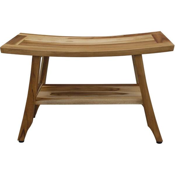 Contemporary Teak Outdoor Bench in Natural Finish