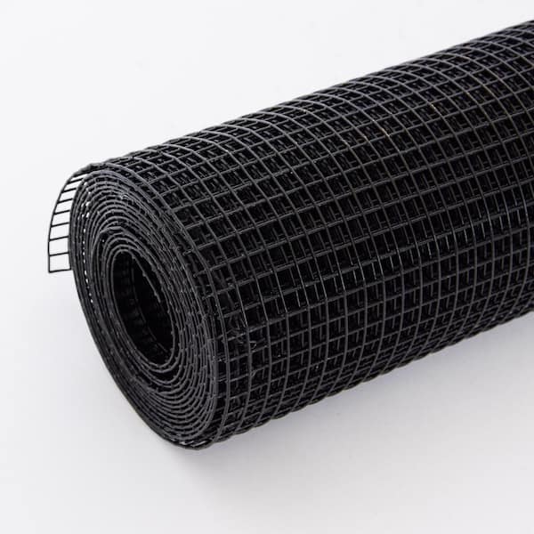 6' x 50' 19 Gauge Galvanized Steel Black PVC Coated Hardware Cloth 0.5 x  0.5 Mesh 