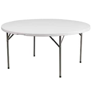 60.75 in. Granite White Plastic Tabletop Metal Frame Folding Table