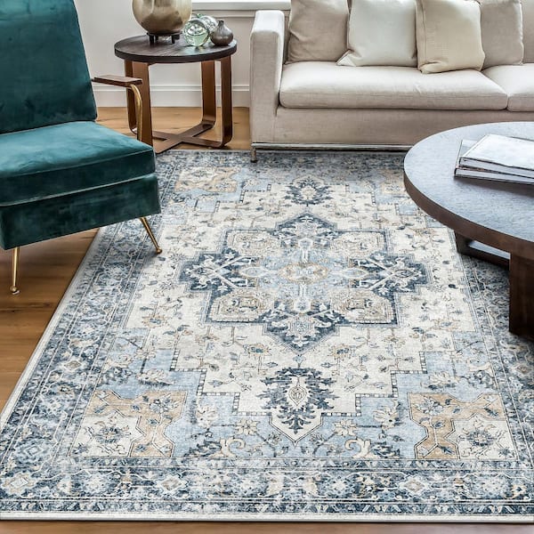 Medallion Blue 6 ft. x 9 ft. Persian Area Rug