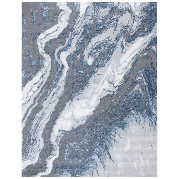 SAFAVIEH Craft Gray/Blue 9 ft. x 12 ft. Marbled Abstract Area Rug