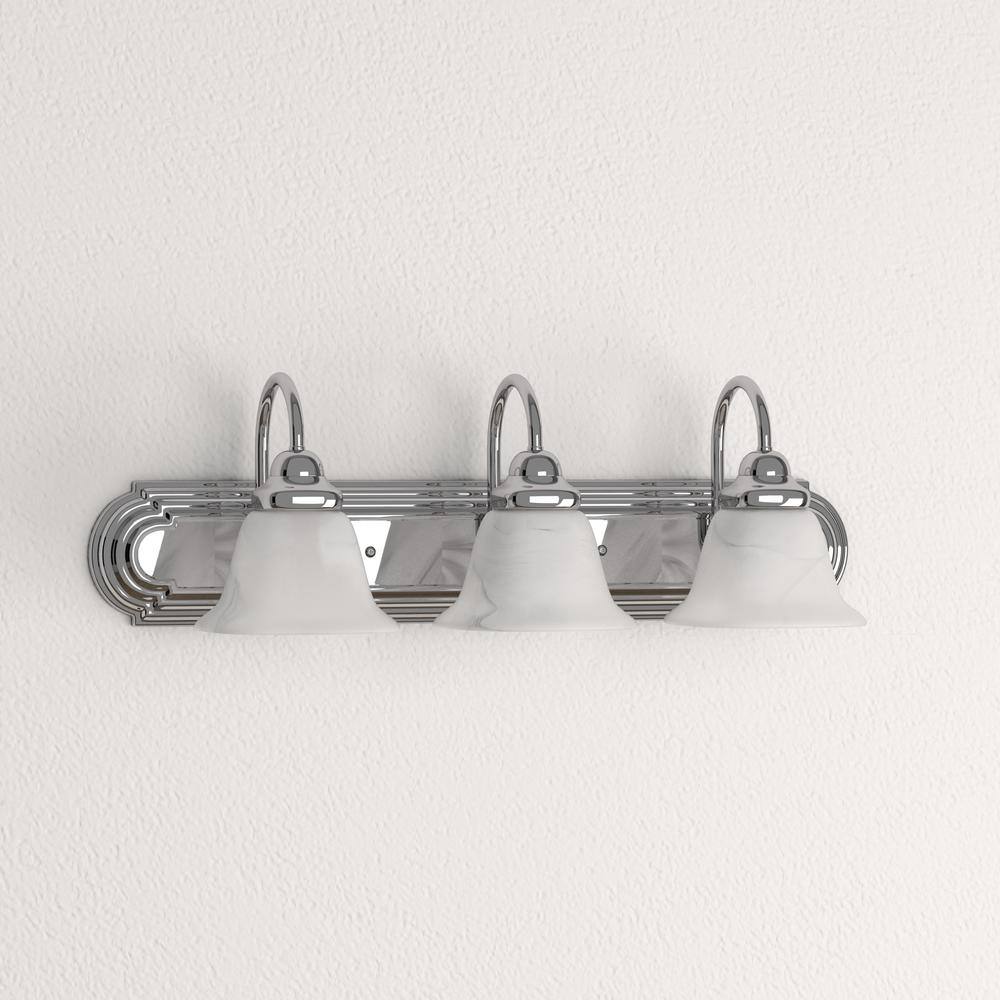 Ballerina 24" Chrome Vanity Light with Alabaster Glass