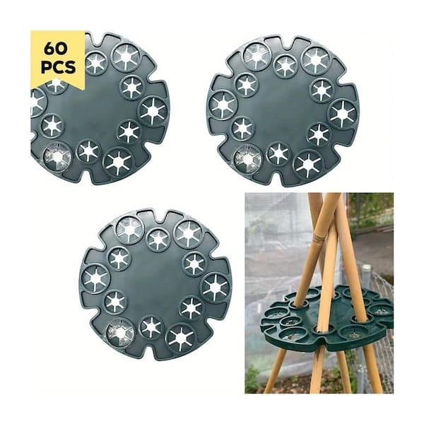 60 Pieces Green Bamboo Cane Holder Plastic Plant Cane Support Caps for Climbing Plants for Sweet Peas, Beans