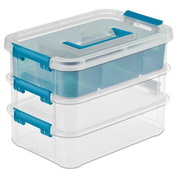 Bins & Things Stackable Storage Container with Organizers for Arts & Crafts  - 2 Trays Craft Box - Craft Storage/Craft Organizers and Storage - Bead