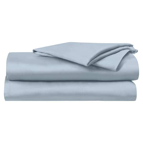 Delara Delara 3-Piece Set Light Blue Solid 100% Eucalyptus Lyocell Tencel, Twin Smooth and Breathable, Sheet Sets