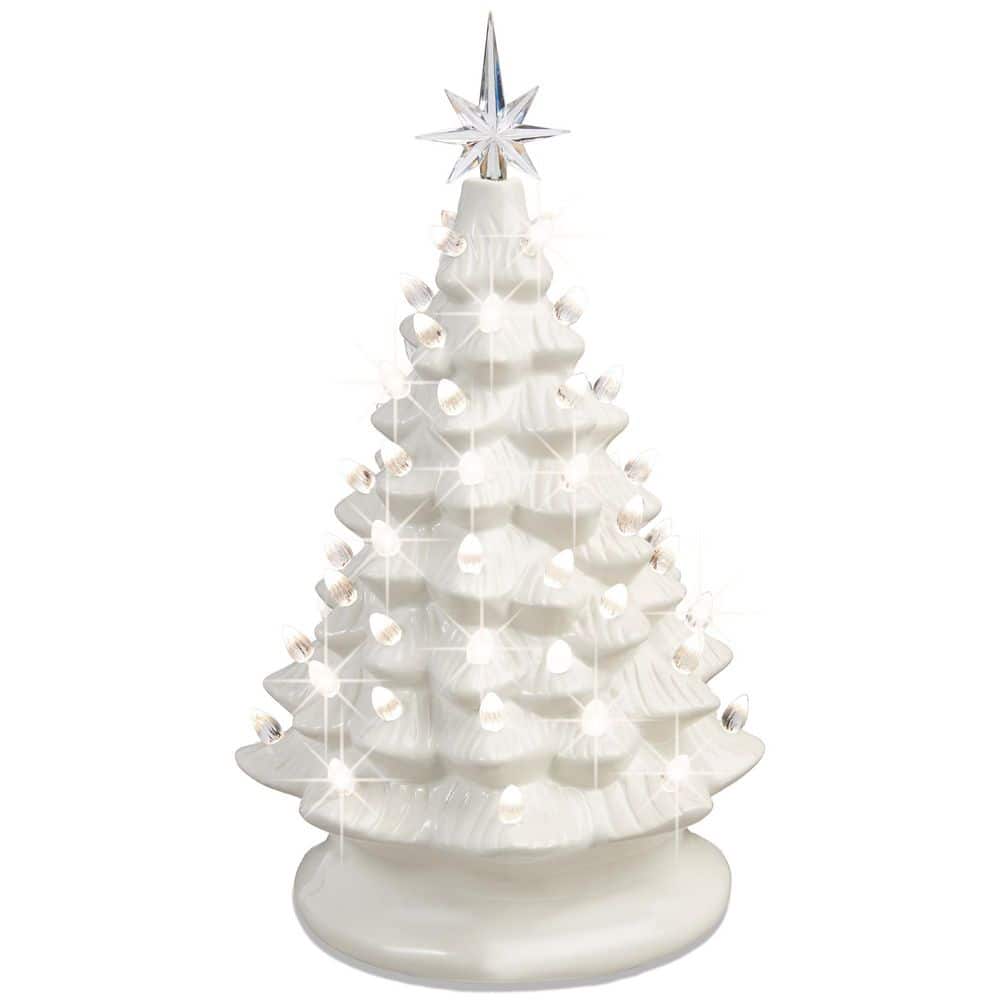 15 in. White Ceramic Pre-Lit Hand-Painted Christmas Tree with 64 Warm White Bulbs price history on PriceWatchPro