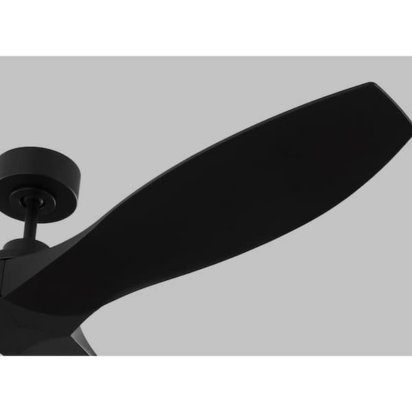 Generation Lighting - Collins Coastal 60 in. Smart Home Matte Black Wet Rated Ceiling Fan with White Black, DC Motor and Remote