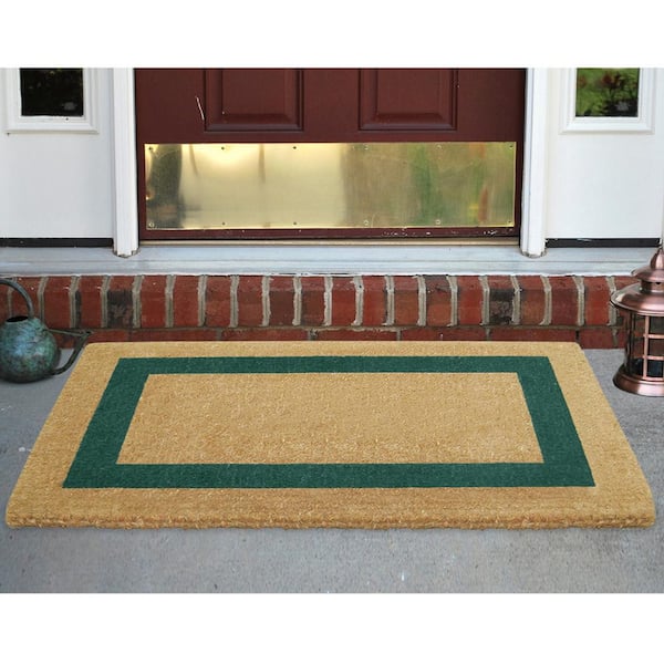 Heavy Duty Green 30 in. x 48 in. Coir Plain Single Picture Frame Indoor Outdoor Door Mat