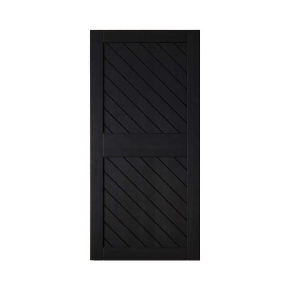 XT2 32 in. x 84 in. C-Panel Solid Core Black Slanted Stripe Design Pine Wood Interior Sliding Barn Door Slab price history on PriceWatchPro