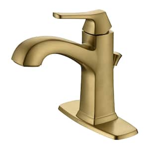 Lotto 4 in. Centerset Single-Handle Bathroom Lavatory Faucet Rust Resist with Drain Assembly in Brushed Gold