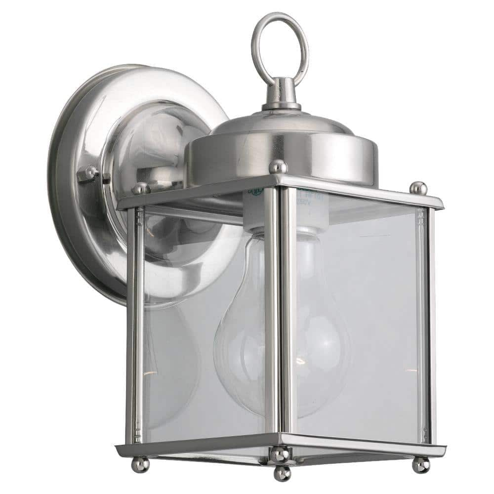 Generation Lighting New Castle 1-Light Antique Brushed Nickel Outdoor Wall Lantern Sconce