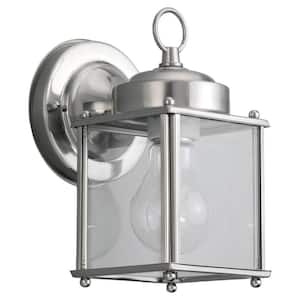 New Castle 1-Light Antique Brushed Nickel Outdoor Wall Lantern Sconce