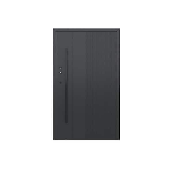 Teza 85 Series 48 in. x 80 in. Right Hand Matte Black Aluminum Prehung Front Door with Hardware